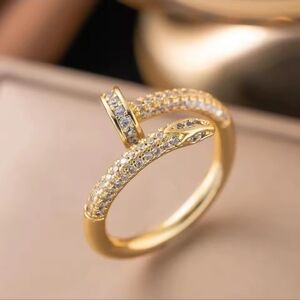 Designer Style 14kt Gold Overlay Cubic Zirconia Nail Ring